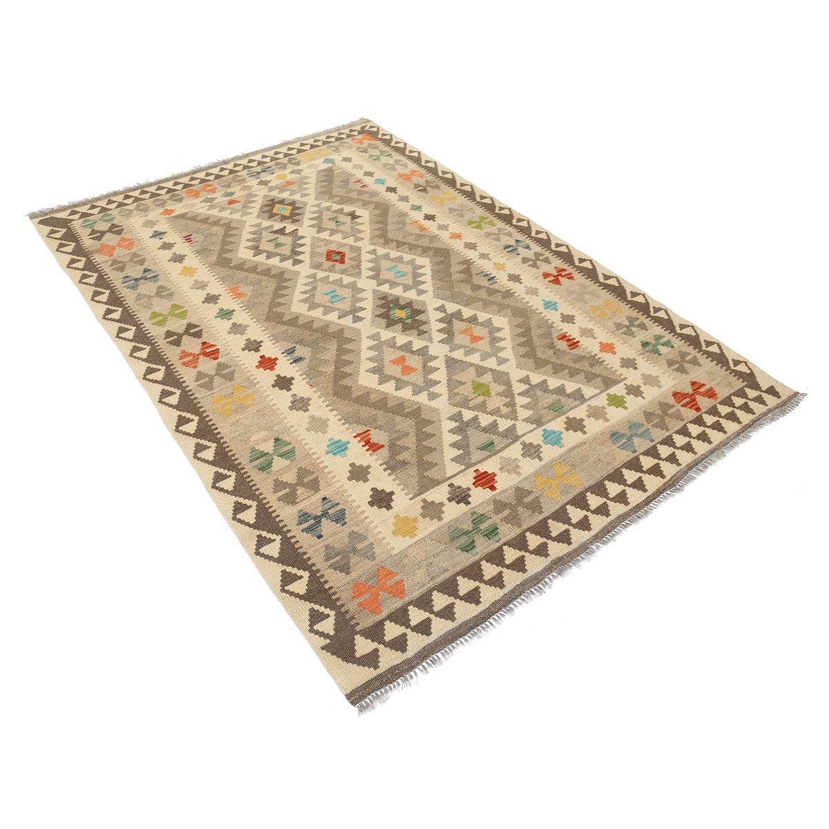Maimana 5x7 Hand Woven Washable Wool Rug - Colorful