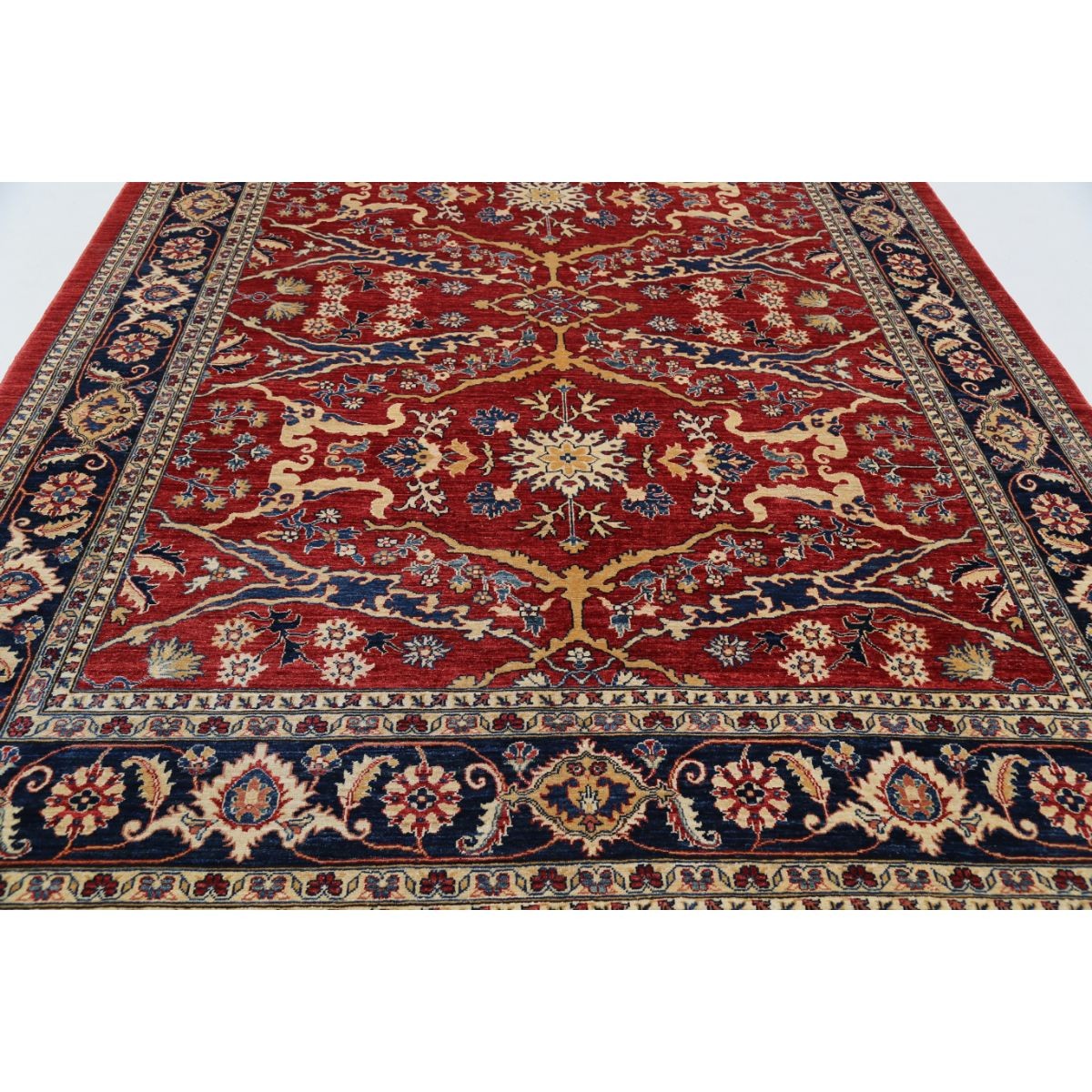 Heriz 9x12 Handmade Double Knotted Washable Wool Rug - Colorful