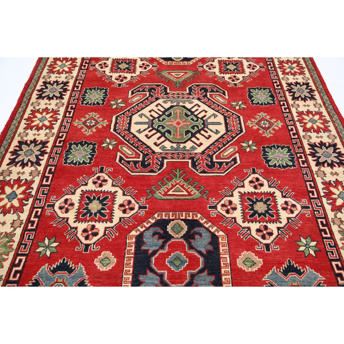Kazak 7x10 Handmade Double Knotted Washable Wool Rug - Colorful