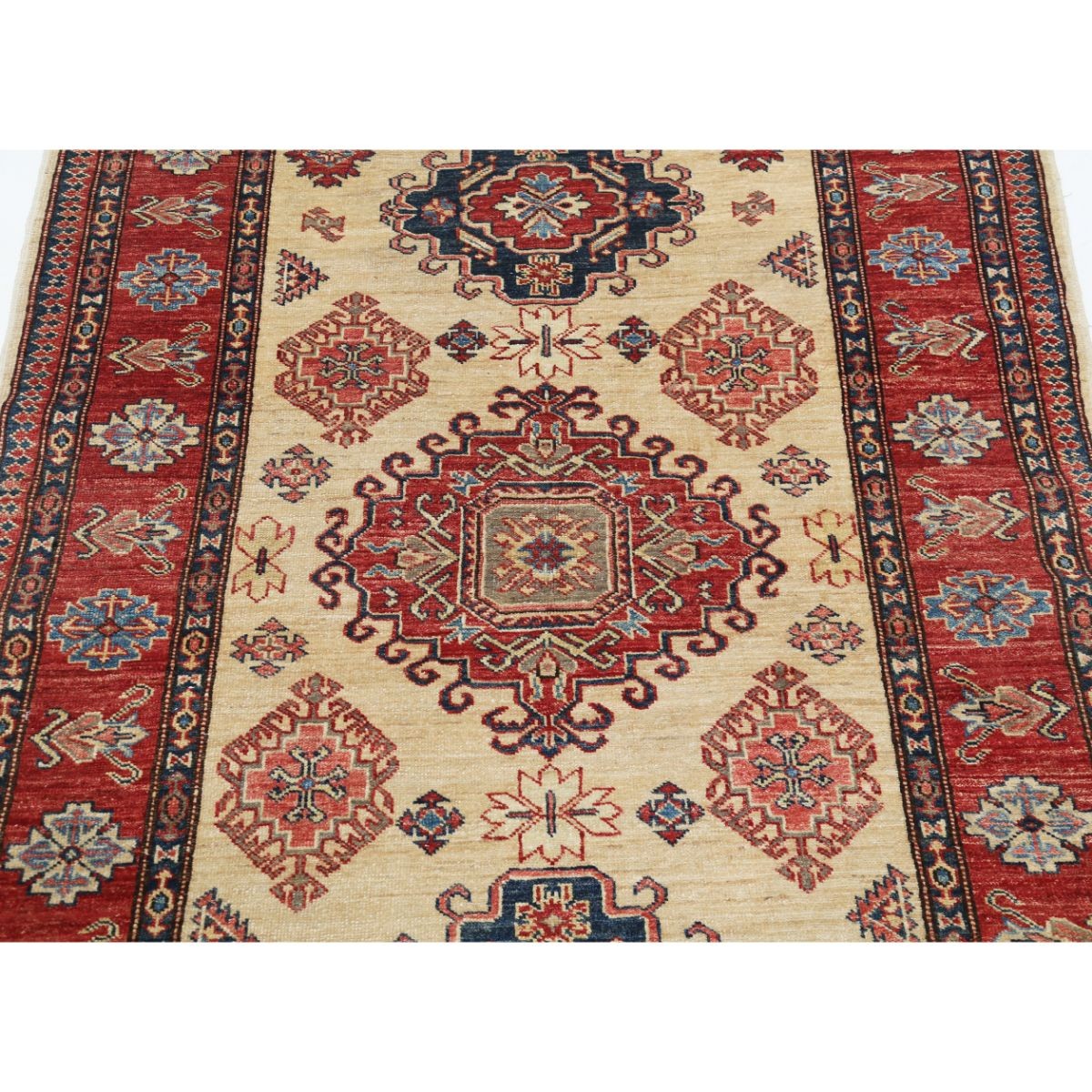 Kazak 4x6 Handmade Double Knotted Washable Wool Rug - Colorful