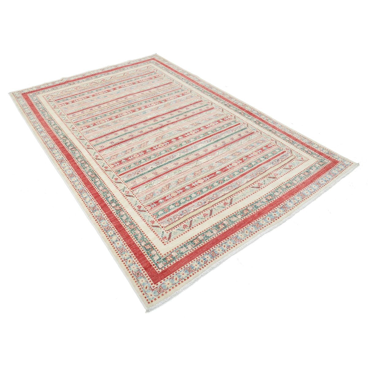 Shaal 5x8 Handmade Double Knotted Washable Wool Rug - Colorful