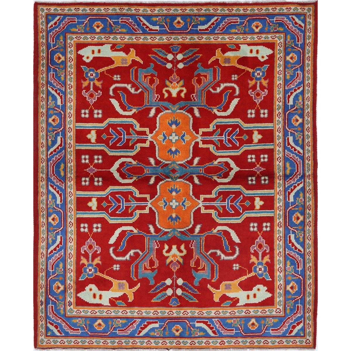Revival 5x6 Handmade Double Knotted Washable Wool Rug - Colorful