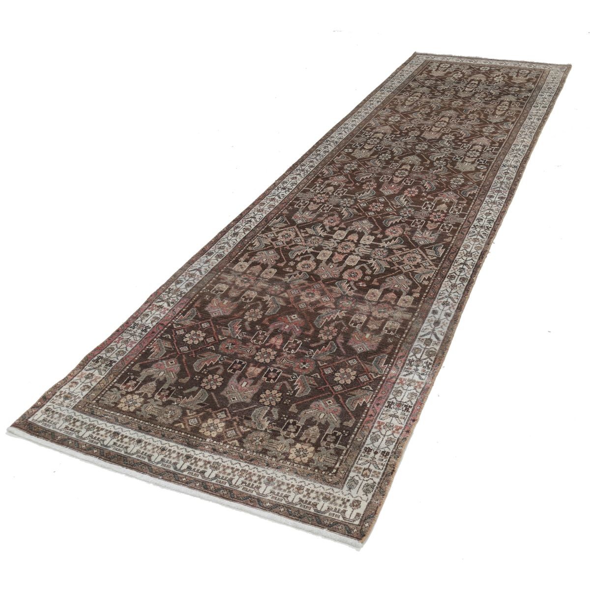 Vintage 4x13 Handmade Double Knotted Washable Wool Runner - Soft Hues
