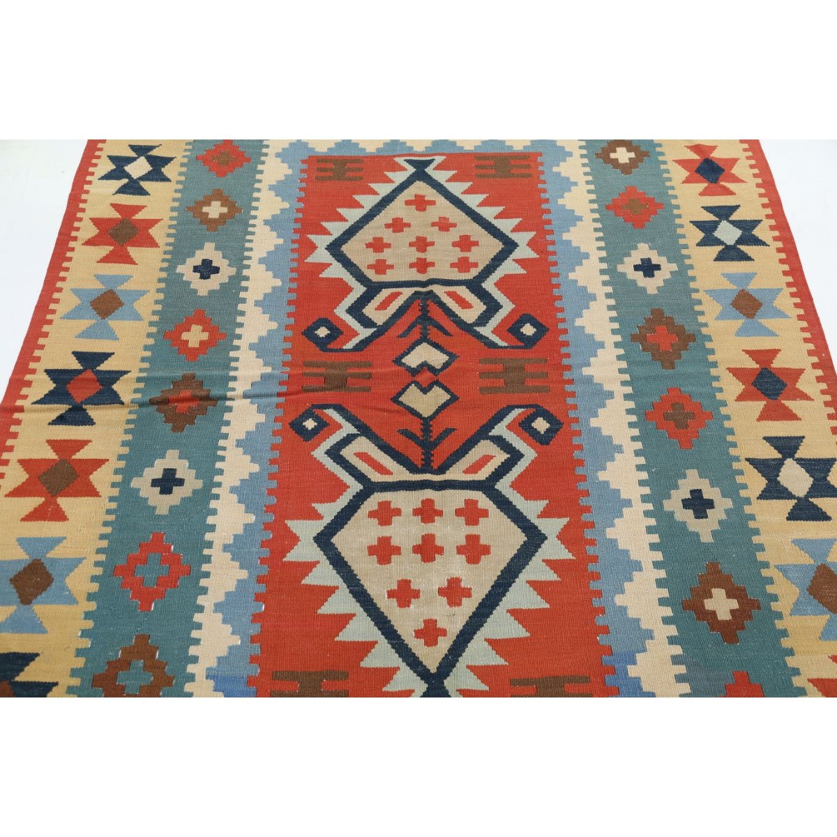 Kafkaas 5x7 Hand Woven Washable Wool Rug - Colorful