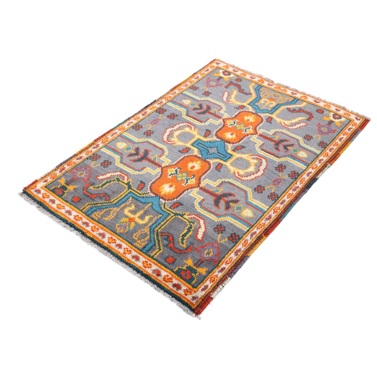 Revival 3x4 Handmade Double Knotted Washable Wool Rug - Colorful
