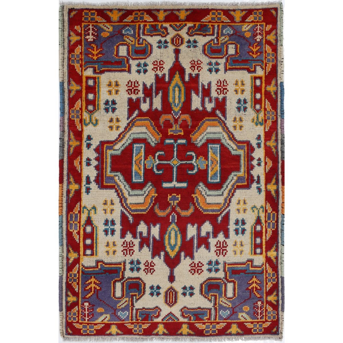 Revival 3x4 Handmade Double Knotted Washable Wool Rug - Colorful