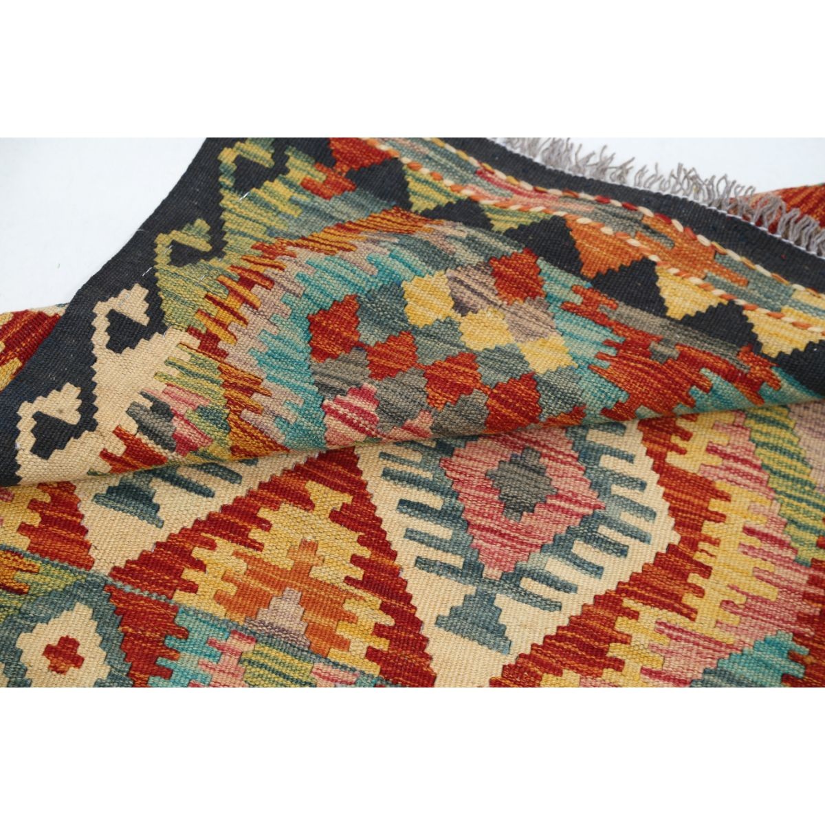 Maimana 3x4 Hand Woven Washable Wool Rug - Colorful
