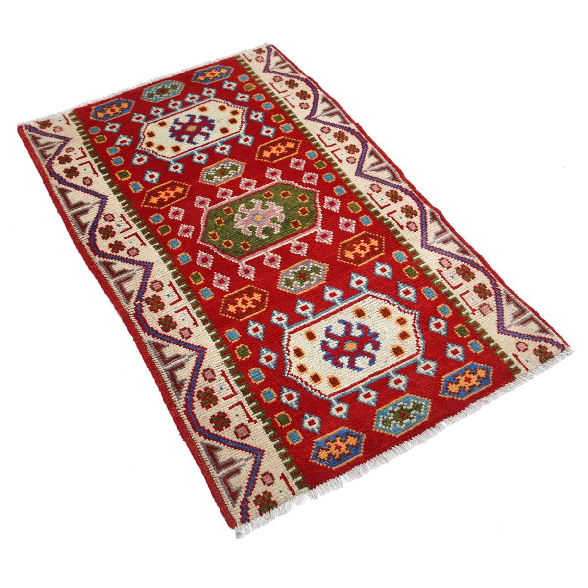 Revival 3x4 Handmade Double Knotted Washable Wool Rug - Colorful