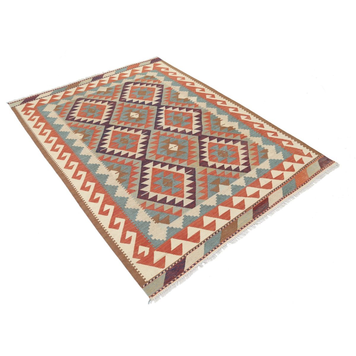 Kafkaas 5x7 Hand Woven Washable Wool Rug - Colorful