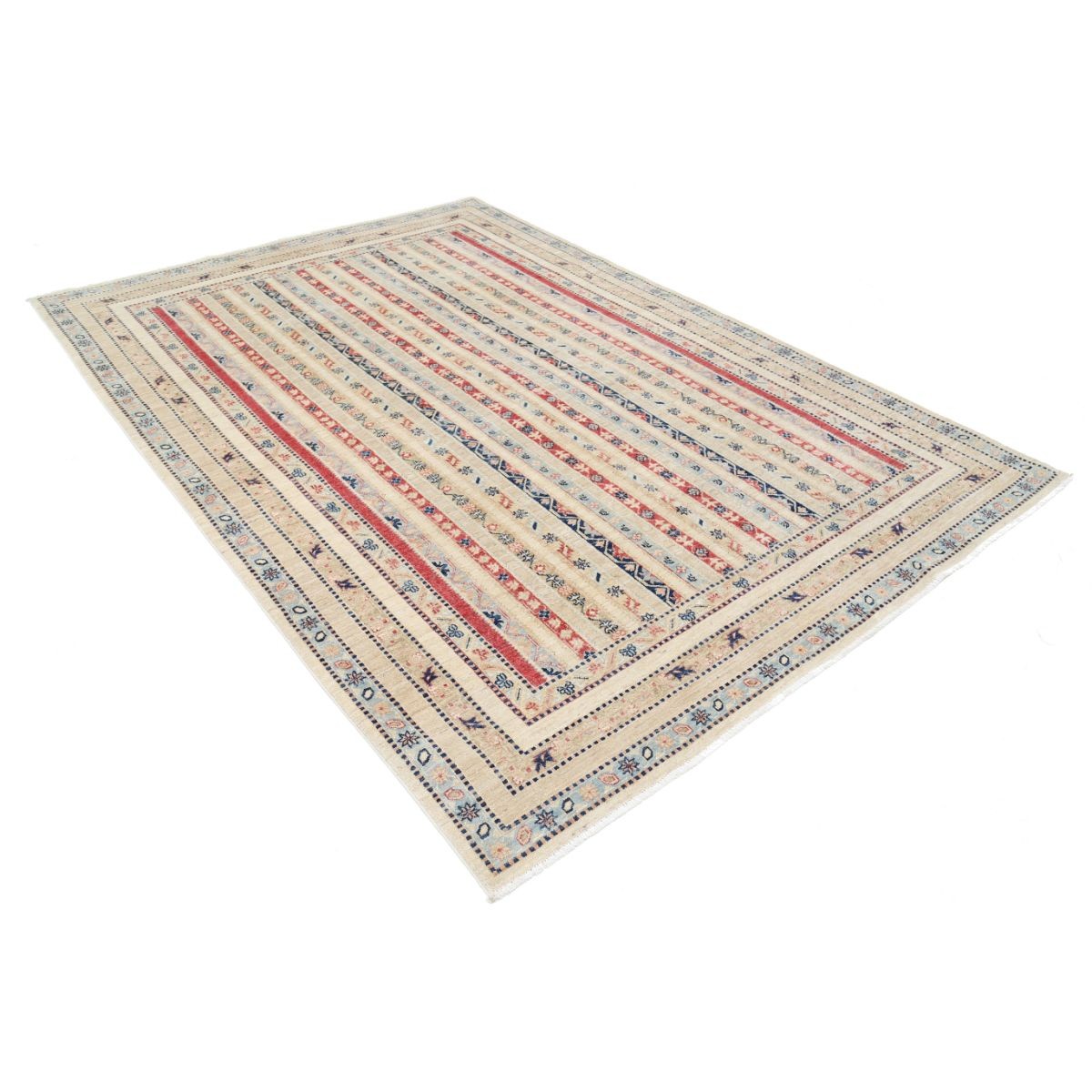 Shaal 7x10 Handmade Double Knotted Washable Wool Rug - Colorful