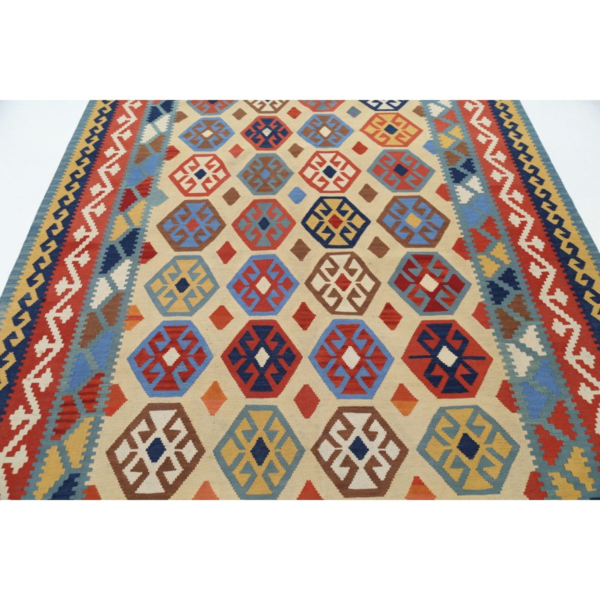 Kafkaas 7x10 Hand Woven Washable Wool Rug - Colorful