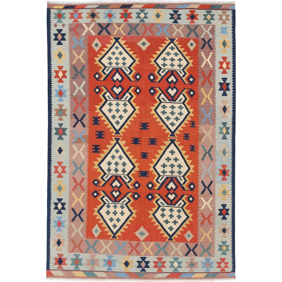 Kafkaas 7x10 Hand Woven Washable Wool Rug - Colorful