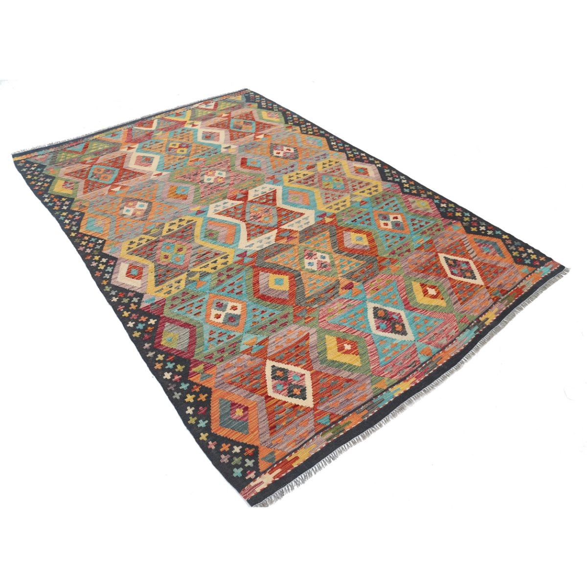 Maimana 6x8 Hand Woven Washable Wool Rug - Colorful