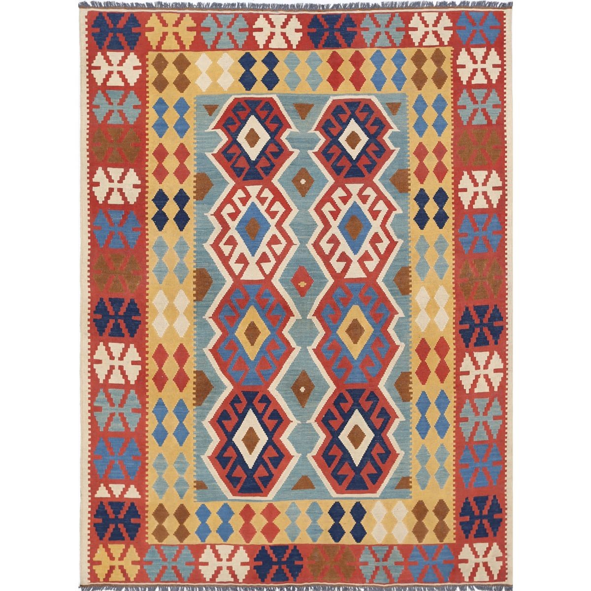 Kafkaas 5x7 Hand Woven Washable Wool Rug - Colorful
