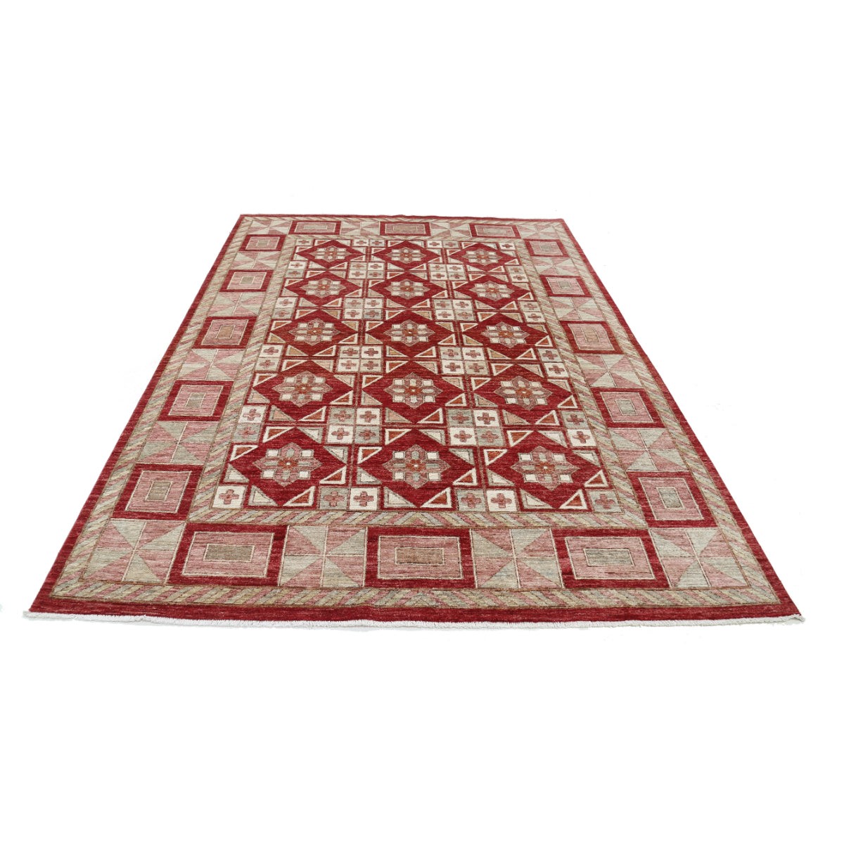 Modcar 7x9 Handmade Double Knotted Washable Wool Rug - Colorful