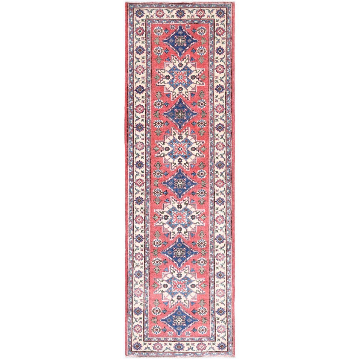 Kazak 3x9 Handmade Double Knotted Washable Wool Runner - Colorful
