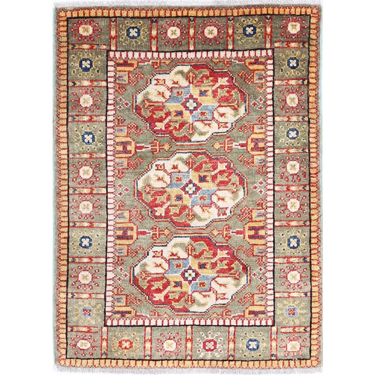Revival 2x3 Handmade Double Knotted Washable Wool Rug - Colorful
