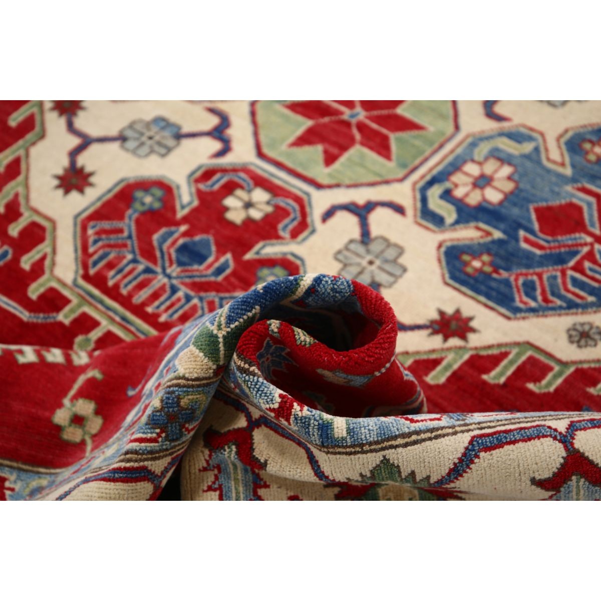 Kazak 8x10 Handmade Double Knotted Washable Wool Rug - Colorful