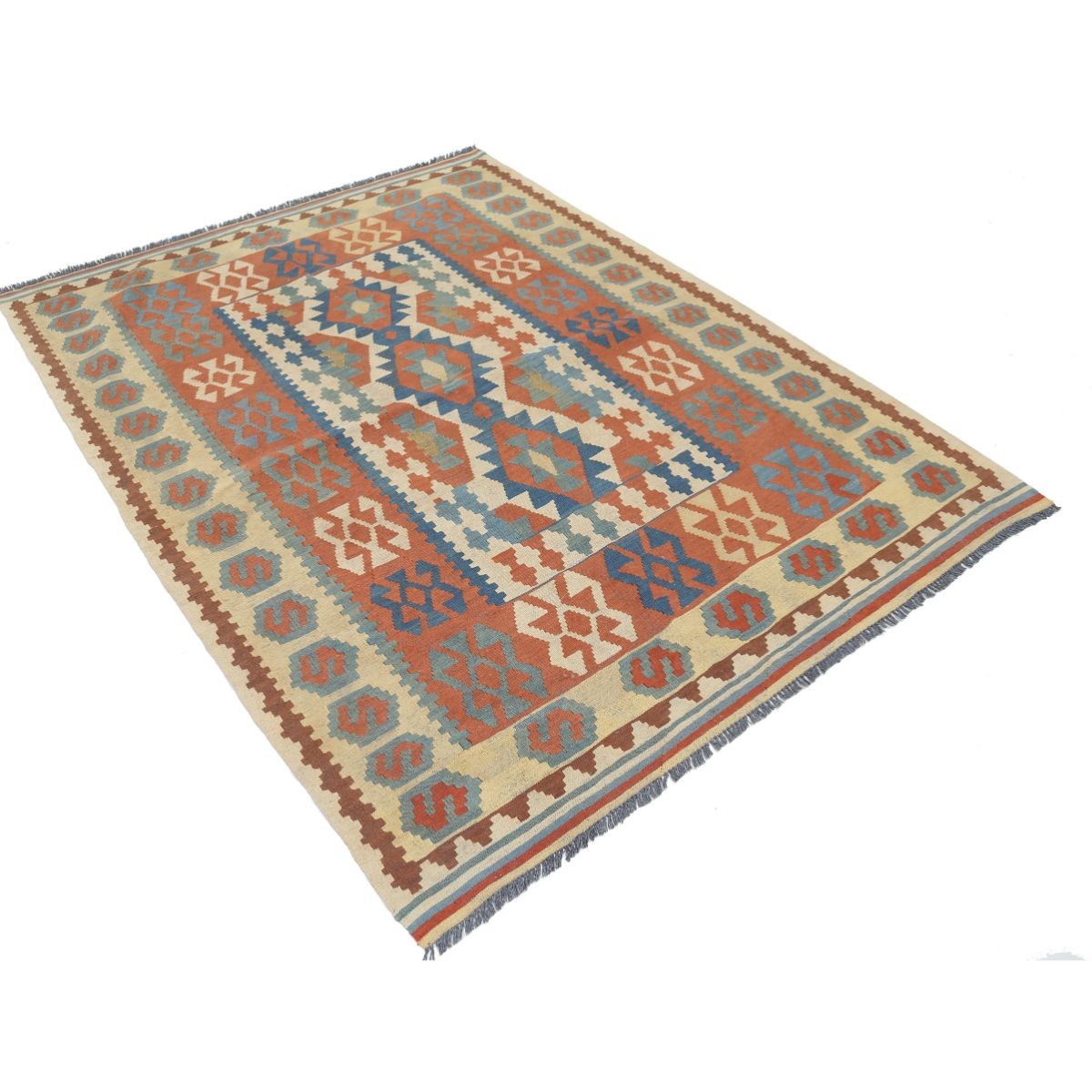 Kafkaas 5x7 Hand Woven Washable Wool Rug - Colorful