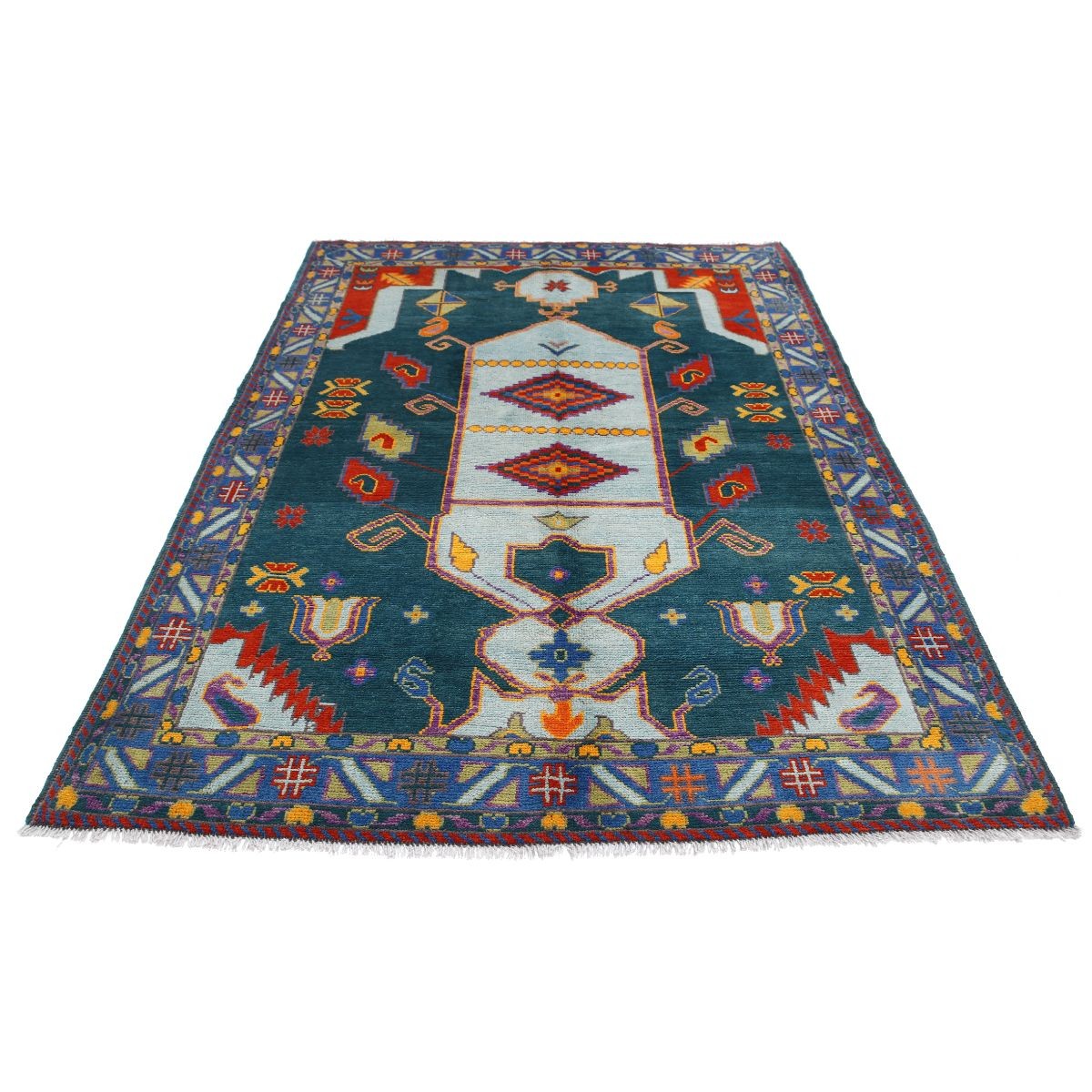 Revival 6x8 Handmade Double Knotted Washable Wool Rug - Colorful