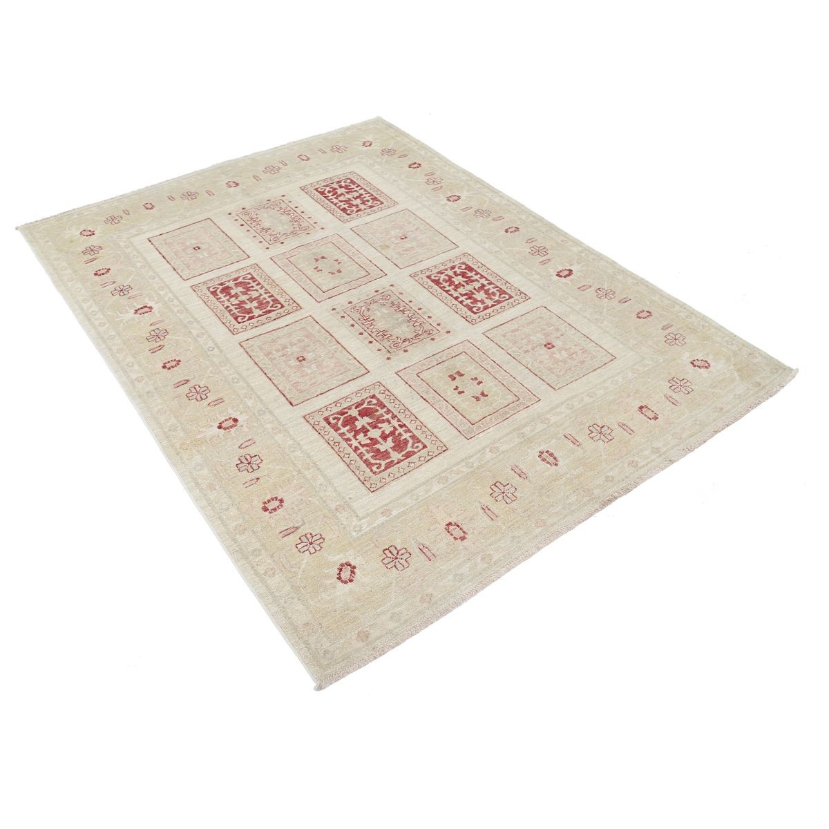 Bakhtiari 5x6 Handmade Double Knotted Washable Wool Rug - Soft Hues