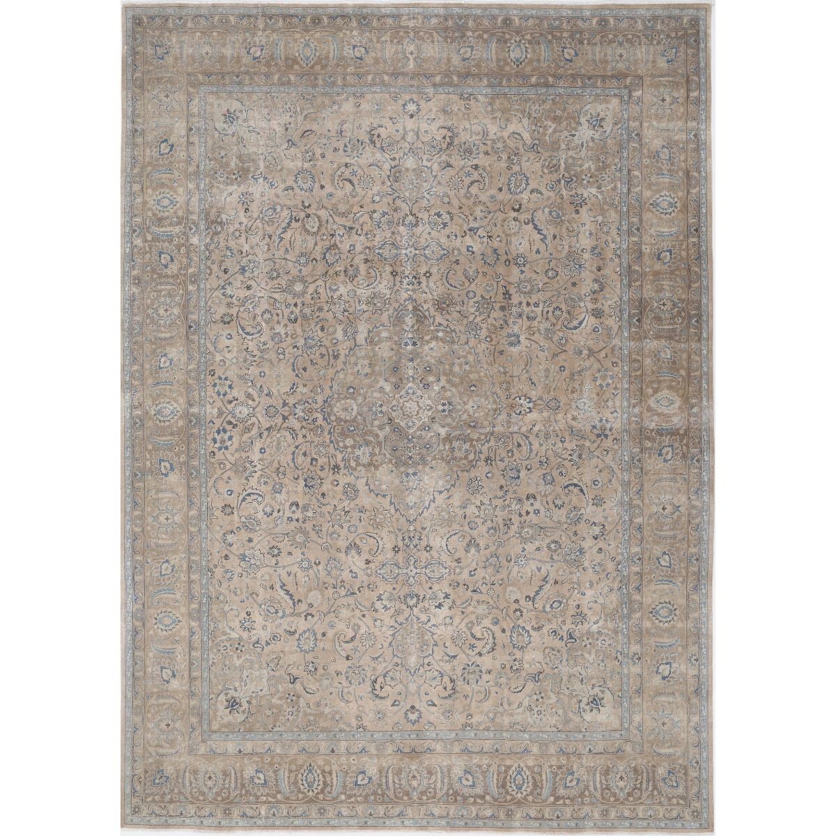 Vintage 11x16 Handmade Double Knotted Washable Wool Rug - Soft Hues