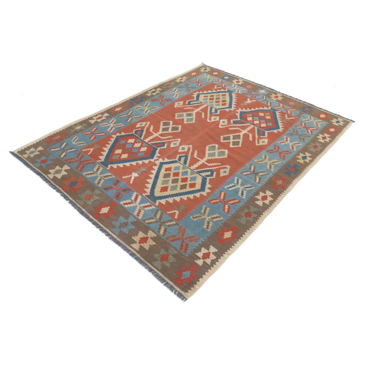 Kafkaas 5x7 Hand Woven Washable Wool Rug - Colorful