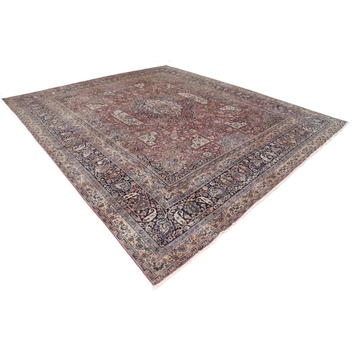 Vintage 12x13 Handmade Double Knotted Washable Wool Rug - Soft Hues