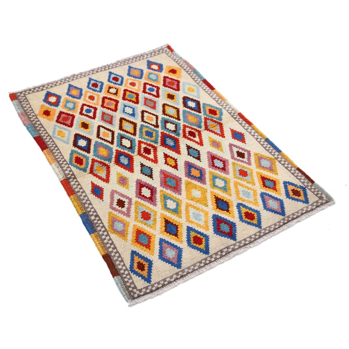 Revival 3x4 Handmade Double Knotted Washable Wool Rug - Colorful