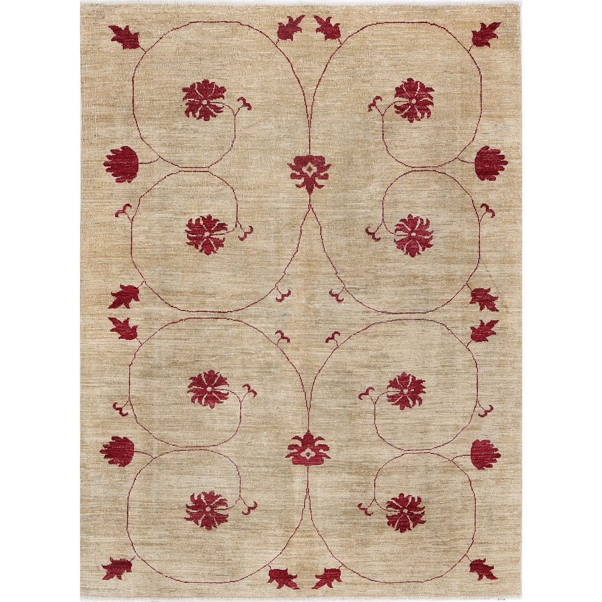 Modcar 5x6 Handmade Double Knotted Washable Wool Rug - Colorful