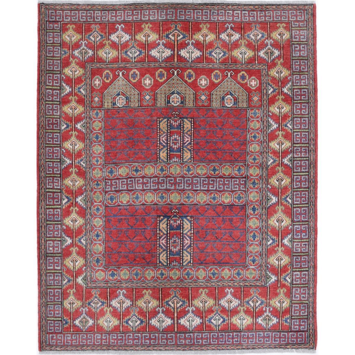 Revival 5x6 Handmade Double Knotted Washable Wool Rug - Colorful