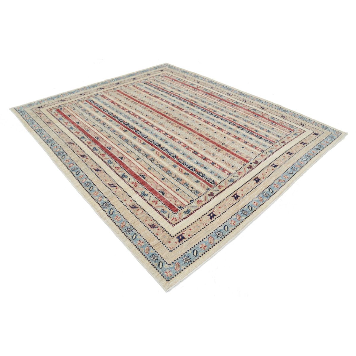 Shaal 8x9 Handmade Double Knotted Washable Wool Rug - Colorful
