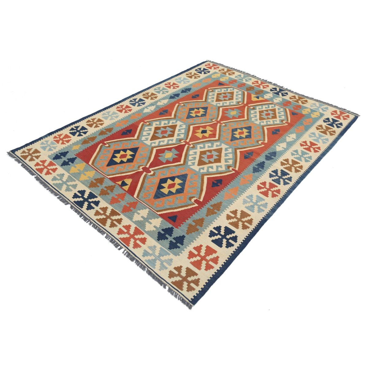 Kafkaas 5x7 Hand Woven Washable Wool Rug - Colorful