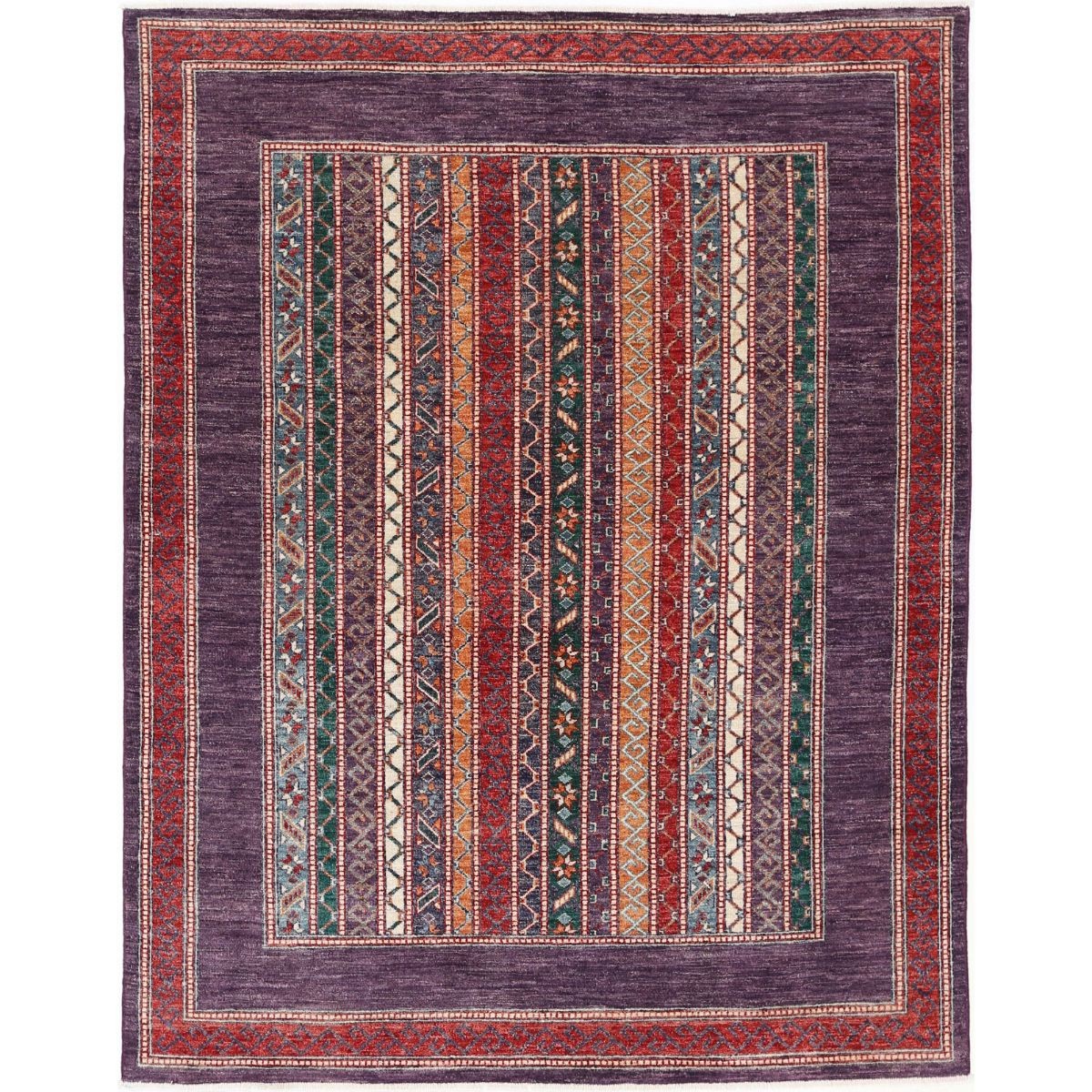 Shaal 6x8 Handmade Double Knotted Washable Wool Rug - Colorful