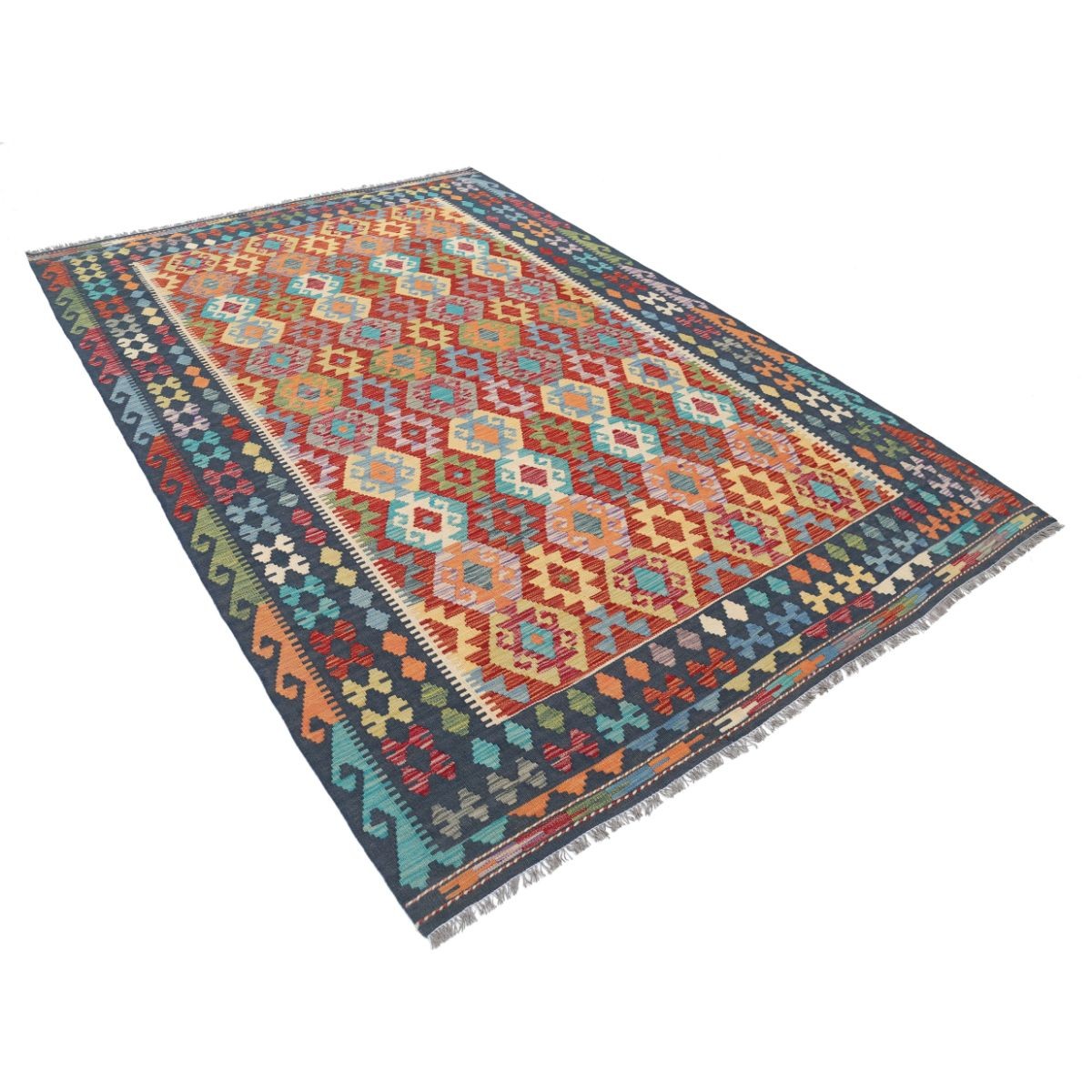 Maimana 7x10 Hand Woven Washable Wool Rug - Colorful