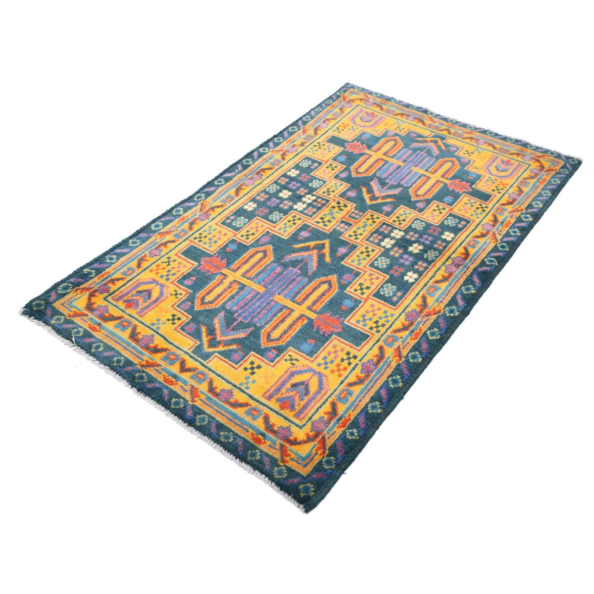 Revival 3x6 Handmade Double Knotted Washable Wool Rug - Colorful