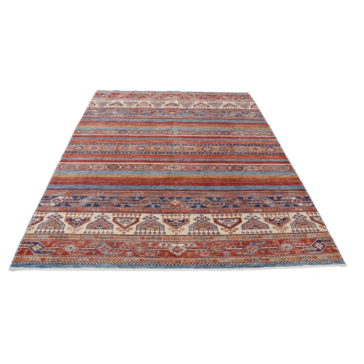 Khurjeen 6x8 Handmade Double Knotted Washable Wool Rug - Colorful