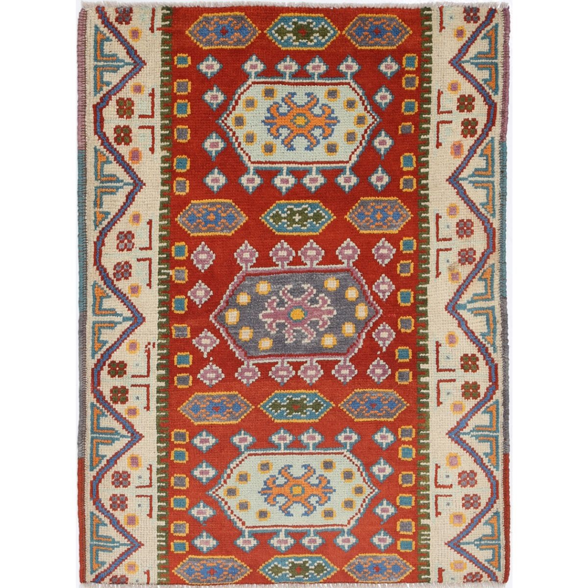 Revival 3x4 Handmade Double Knotted Washable Wool Rug - Colorful
