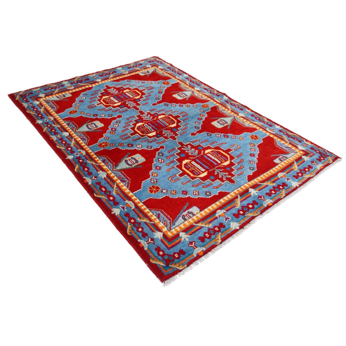 Revival 5x7 Handmade Double Knotted Washable Wool Rug - Colorful