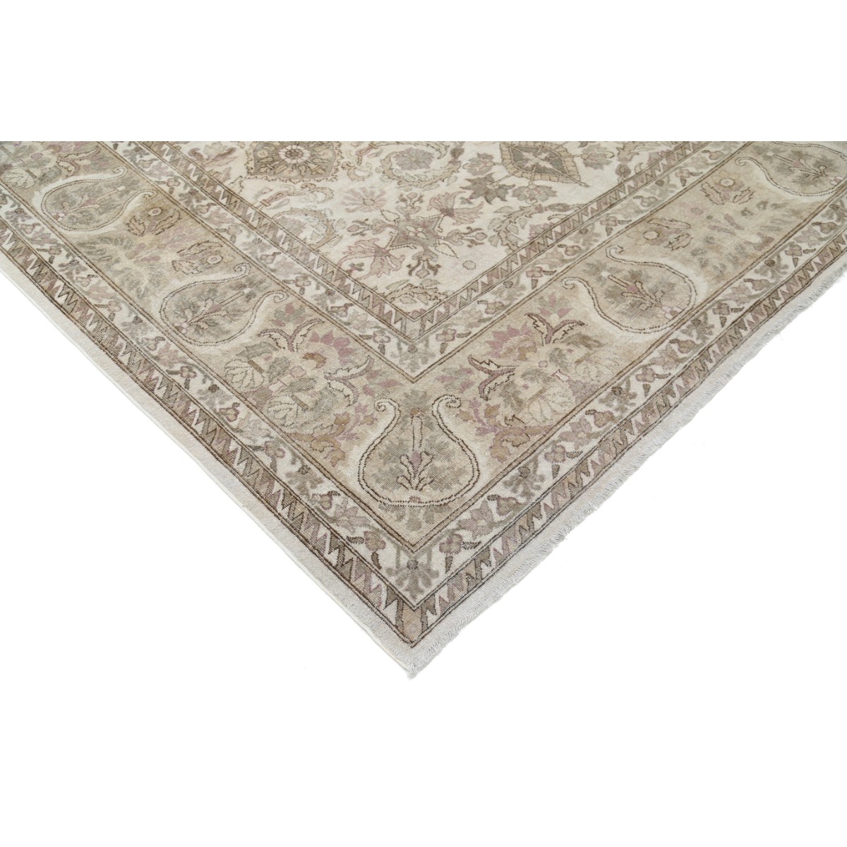 Vintage 12x23 Handmade Double Knotted Washable Wool Rug - Soft Hues