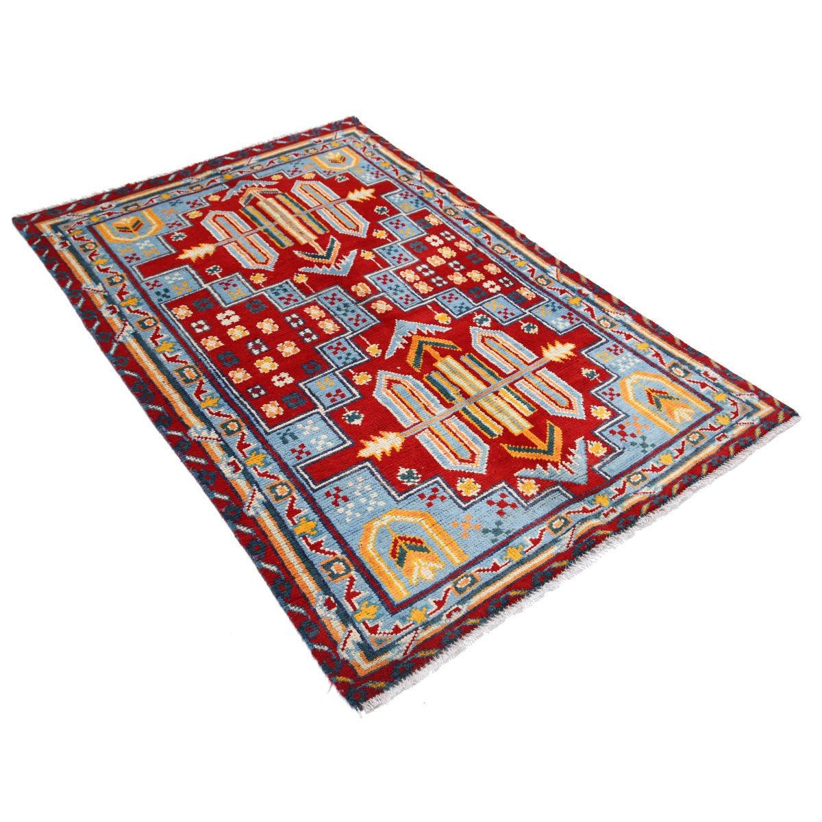Revival 4x6 Handmade Double Knotted Washable Wool Rug - Colorful