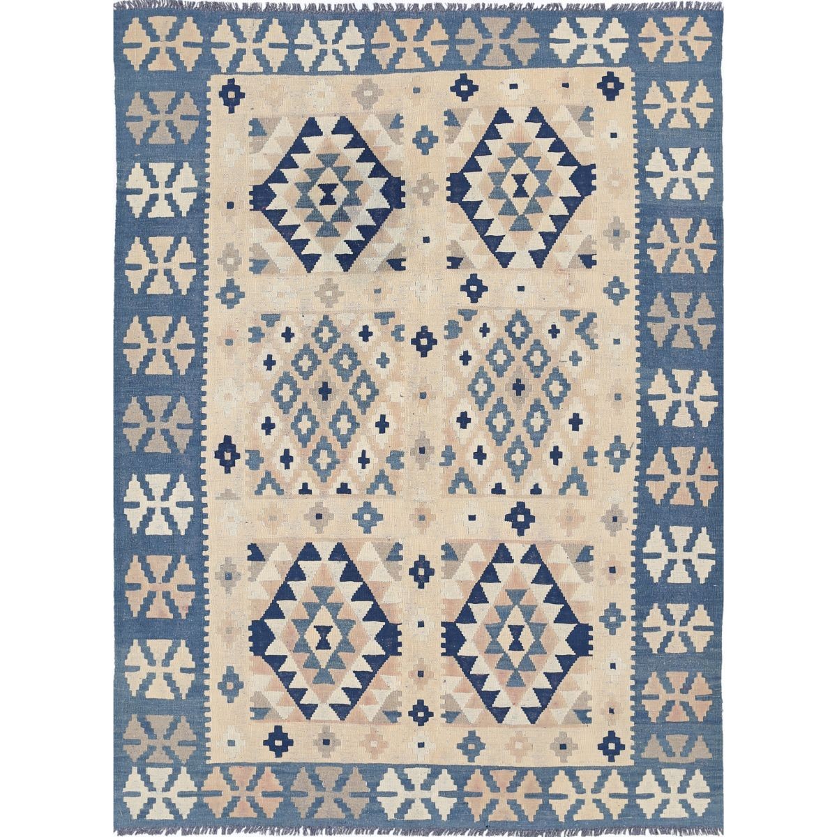 Kafkaas 5x7 Hand Woven Washable Wool Rug - Soft Hues
