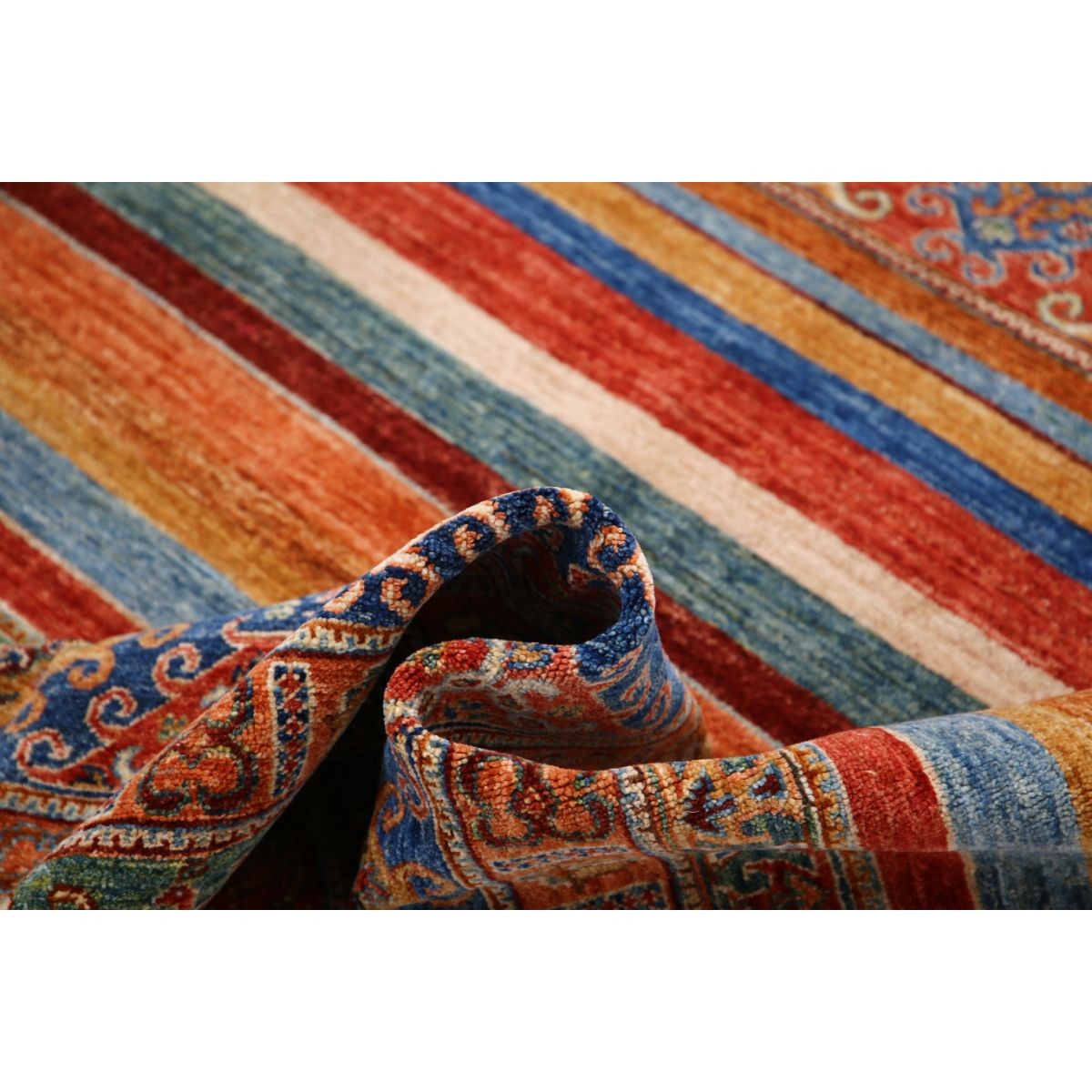 Khurjeen 7x10 Handmade Double Knotted Washable Wool Rug - Colorful