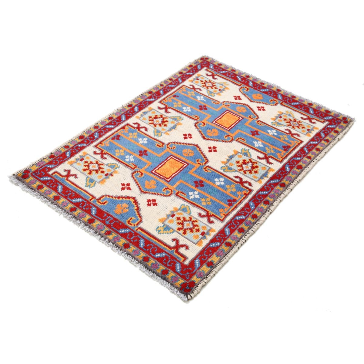 Revival 3x4 Handmade Double Knotted Washable Wool Rug - Colorful