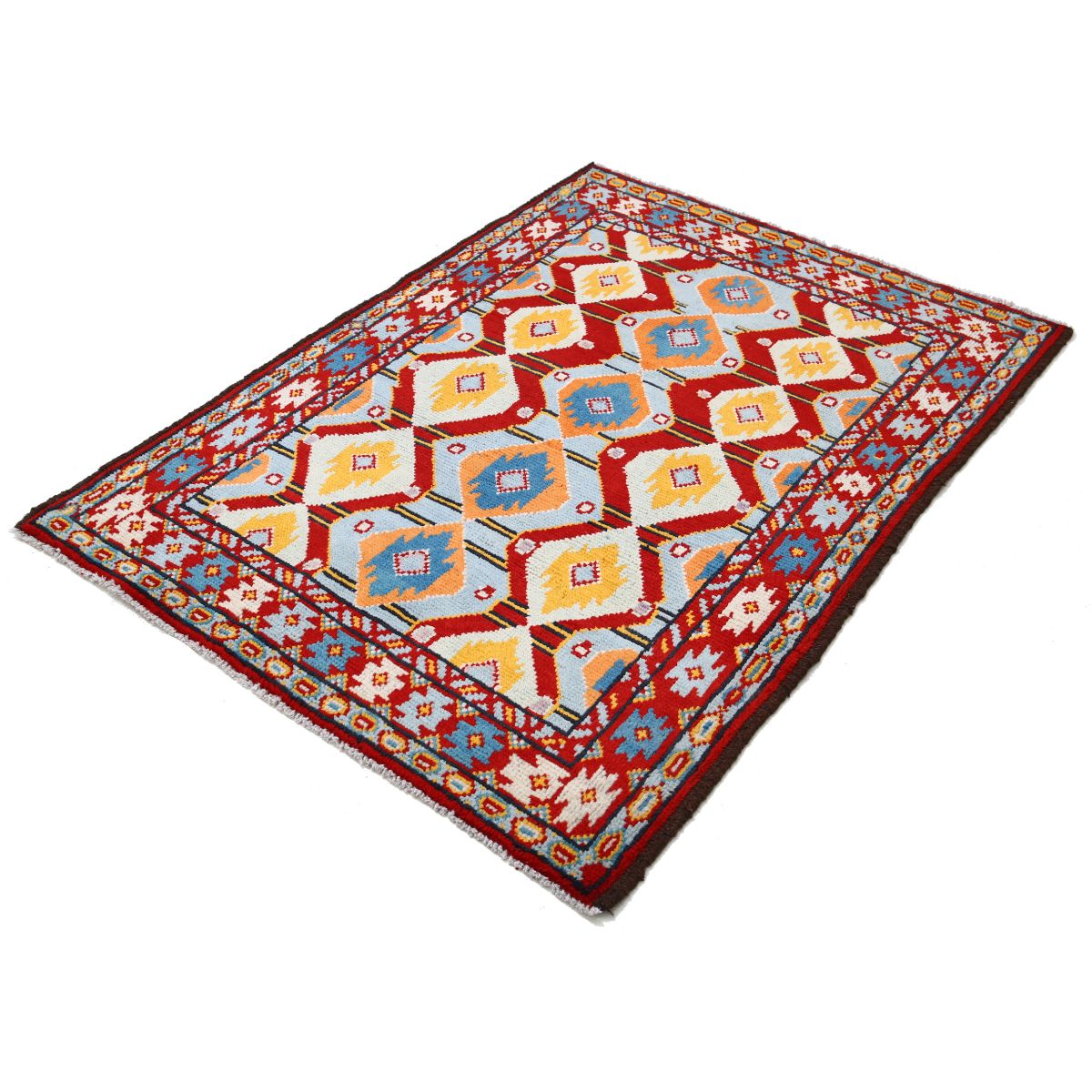 Revival 4x5 Handmade Double Knotted Washable Wool Rug - Colorful