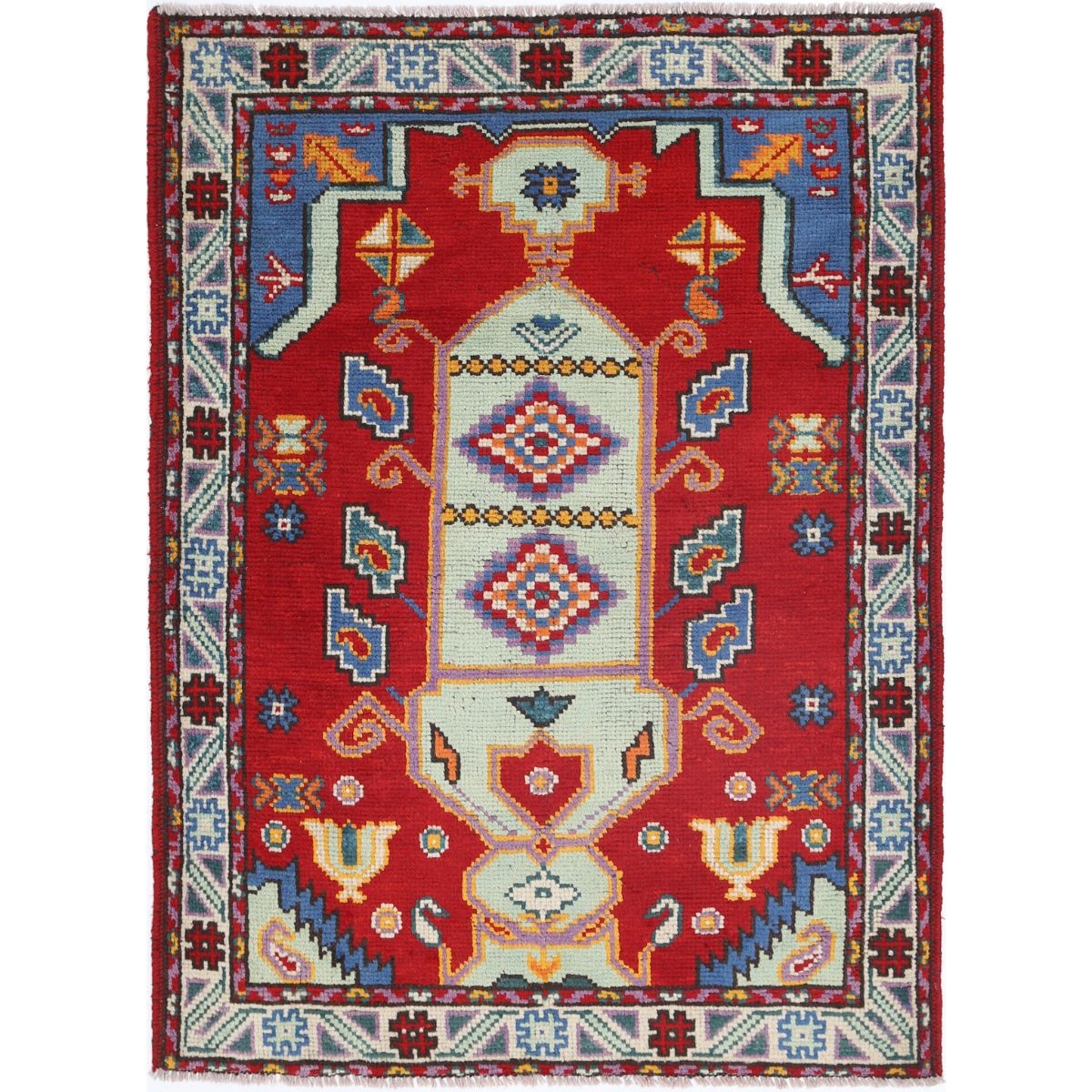Revival 3x5 Handmade Double Knotted Washable Wool Rug - Colorful