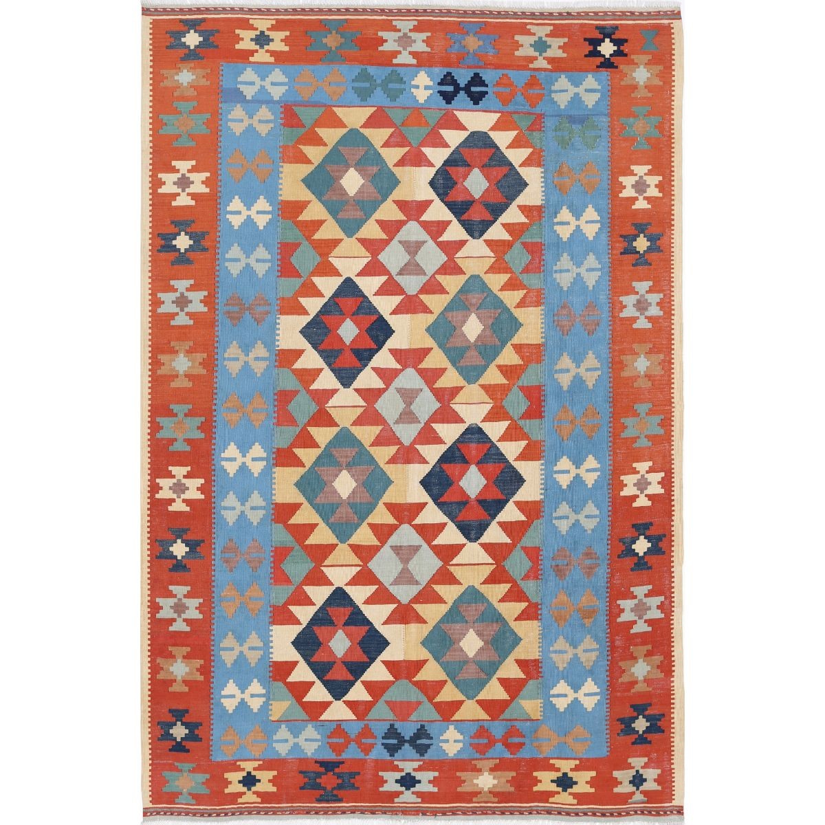 Kafkaas 6x10 Hand Woven Washable Wool Rug - Colorful