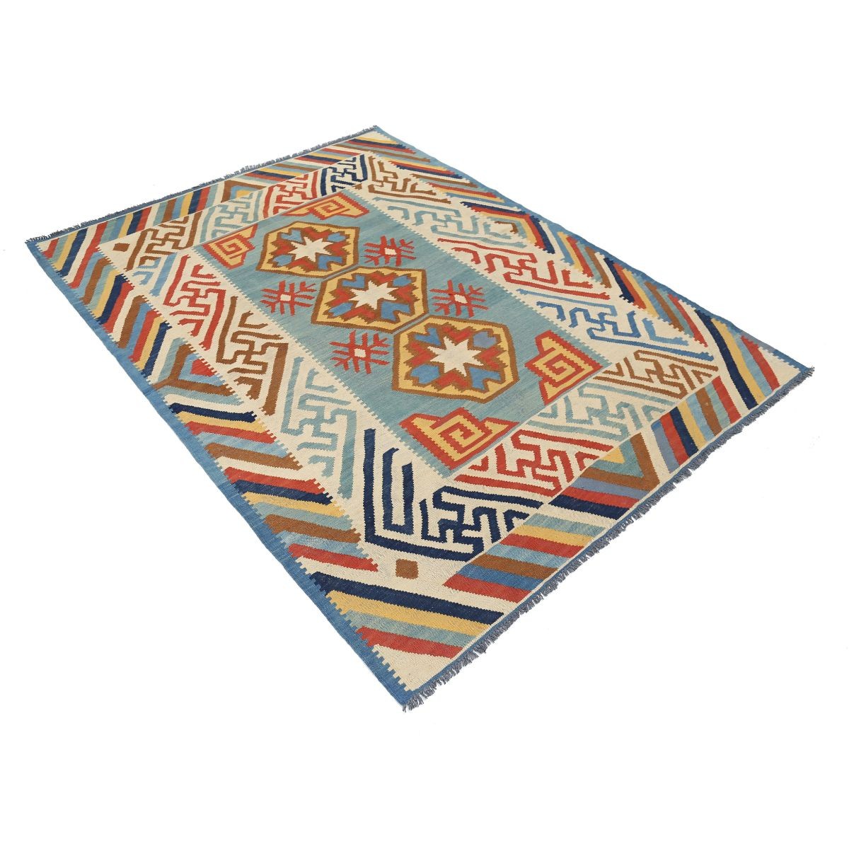 Kafkaas 5x7 Hand Woven Washable Wool Rug - Colorful