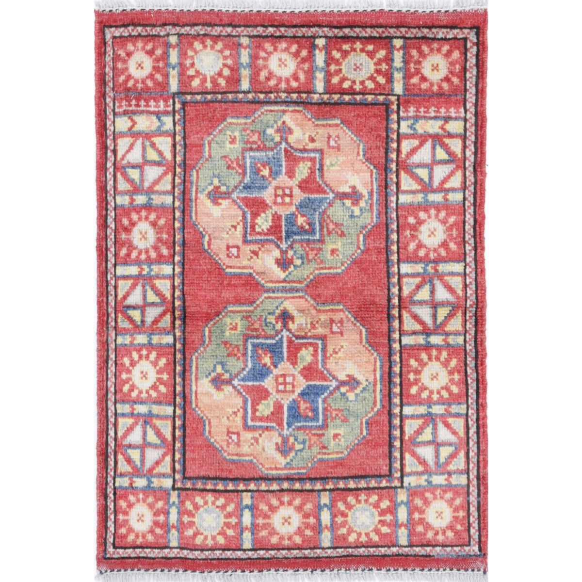 Revival 2x3 Handmade Double Knotted Washable Wool Rug - Colorful