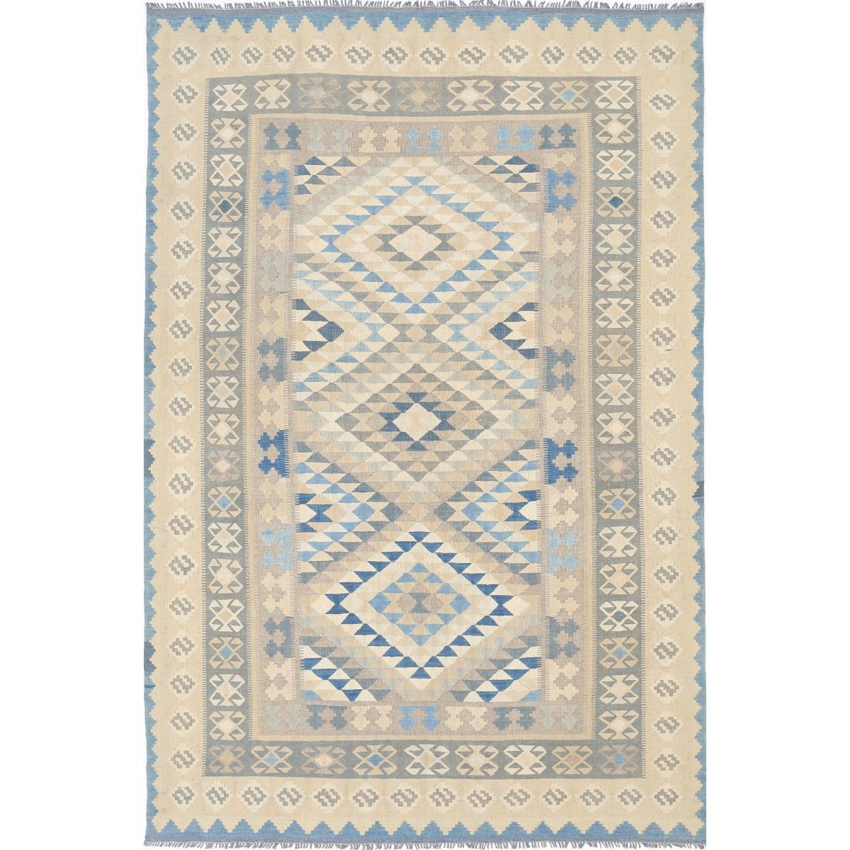Kafkaas 7x10 Hand Woven Washable Wool Rug - Soft Hues